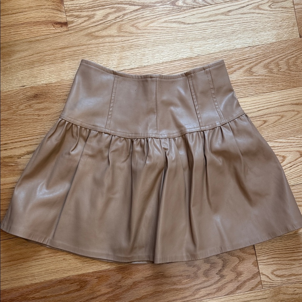 Mustard Seed Taupe Faux Leather Mini Skirt